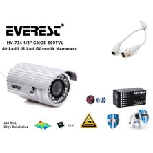 Everest Hv-734 1/3` Cmos 600Tvl 40 Ledli Ir Led Güvenlik Kamerası