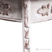 Orta Sofa Eskitme Beyaz Yan Sehpa