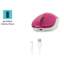 Everest SM-RC7 Usb Pembe Şarj Edilebilir Kablosuz Mouse