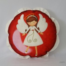 Desenli Keçeler Melek Desenli Yuvarlak Keçe Yastık