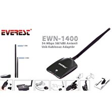 Everest Ewn-1400 54 Mbps Usb 5-7Dbi Antenli Kablosuz Adaptör