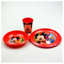 Mickey Plastik 3'Lü Set (Kase,Tabak,Bardak)