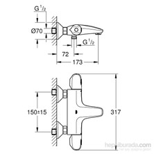 Grohe Grohtherm 1000 New Termostatik Banyo Bataryası - 34155003