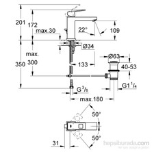 Grohe Eurocube Tek Kumandalı Lavabo Bataryası - 23445000