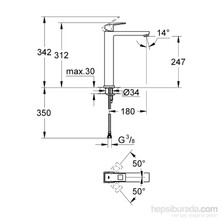 Grohe Eurocube Tek Kumandalı Lavabo Bataryası XL- Boyut - 23406000