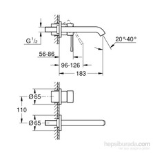 Grohe Essence İki Delikli Duvardan Lavabo Bataryası M-Boyut - 19408001