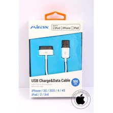 Mirax iPhone Uyumlu 4/4S/iPad/iPod Şarj ve Data Kablosu (Apple Lisanslı) - mirax SDE- 4100