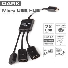 Dark Micro Usb Tablet ve Akıllı Telefon 2xUSB Dönüştürücü OTG Kablo (DK-AC-USB2MICRO2)