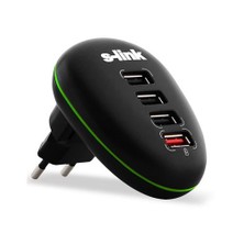 S-Link Sl-1041P Hızlı Şarj 4 Port Usb Katlanabilir Taşınabilen Ev Şarj Adaptörü