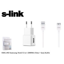 S-Link Smg-492 Micro Usb3.0 Samsung Note3/S5 2000Ma 2 İn 1 Ev Şarjı Ve Kablosu