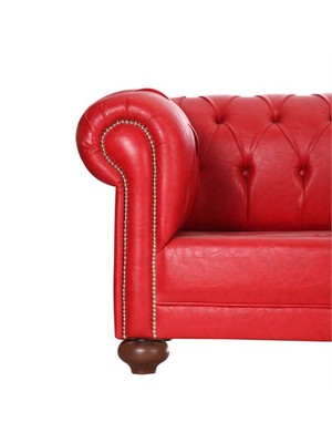 3A Mobilya Red Leather Chesterfield