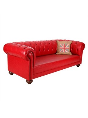 3A Mobilya Red Leather Chesterfield