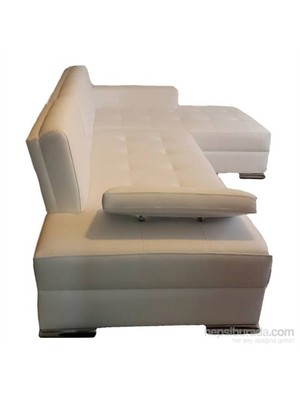 3A Mobilya White Leather Köşe Koltuk