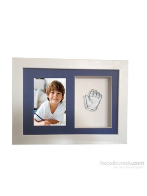 Küçük İzler Beyaz Çerçeveli Resimli, Aljinat ile 3 boyutlu Çocuk El İzi Heykeli Kalıp Seti