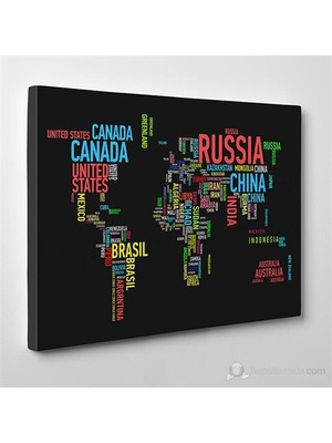 Tabloshop - World Tags Canvas Tablo - 75X50cm