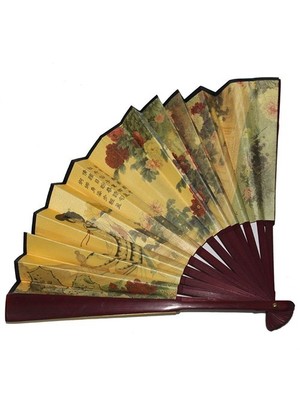 Pandoli Desenli Ahşap Geyşa Kimono Yelpazesi