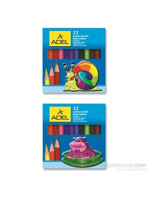 Adel 12 Renk Yarım Boy Boya Kalemi Karton Kutu 1 Kutu Yüksek Kaliteli ve Canlı Renkler