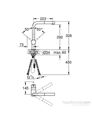 Grohe Minta Tek Kumandalı Spiralli Eviye Bataryası - 32168000