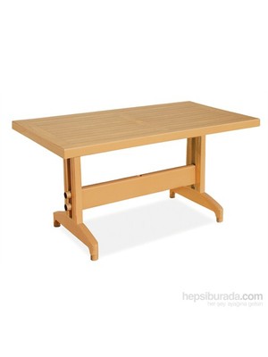 Papatya Diva Masa Teak Kahverengi 80 x 140 cm Ahşap Desenli Bahçe Balkon veranda teras Yüksek kalite uzun ömürlü