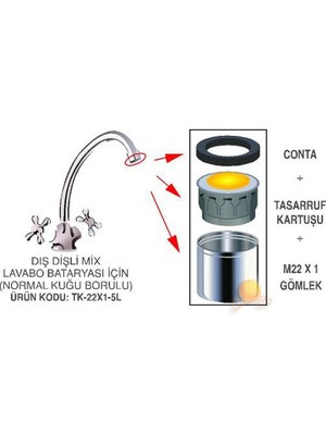 Özel Su Tasarruf Kartuşu 5 Lt/dak. (kuğu Tip Musluk)  ( Tüm Musluklara Uyumlu)