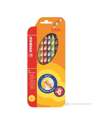 Stabilo EasyColors Sağ El İçin Ergonomik Kuru Boya 6 Renkli Set Üçgen Gövde Tasarımı
