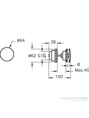 VitrA Origin A45148 Yuvarlak Lavabo Süzgeci, Universal, Sabit, Krom