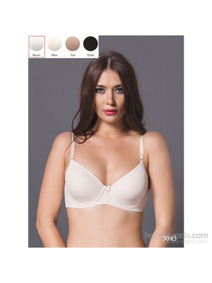 Magic Form 3045 Düz Kumaşlı İnce Süngerli Boş Cup Büyük Beden Balenli Sütyen