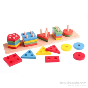 Wooden Toys Multicolor Geometrical Set Of Column