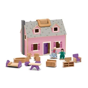 Melissa & Doug Ahşap Taşınabilir Küçük Mobilyalı Ev