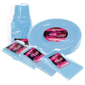 125 Parça 25 Kişilik Plastik Parti Sofra Seti Mavi Renk