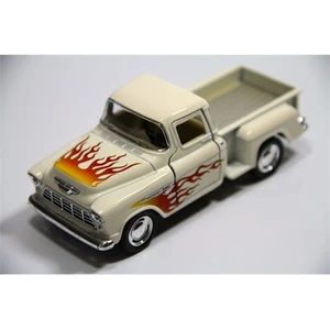 Krem Ateş Desenli 1955 Chevy Stepside 1:32 Çek-Bırak Pickup