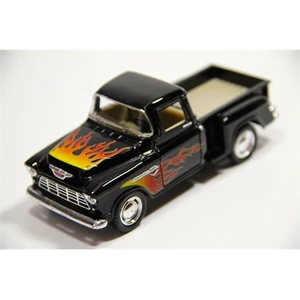 Siyah Ateş Desenli 1955 Chevy Stepside 1:32 Çek-Bırak Pickup