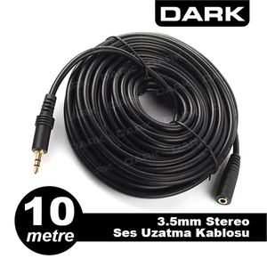 10 Metre 3.5mm Stereo Ses Uzatma Kablosu (3.5mm Dişi - 3.5mm Erkek) (DK-CB-AUEXTL1000TV)