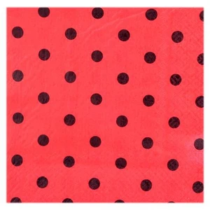Event Party Store  Peçete Siyah Puanli Kirmizi 20'Li