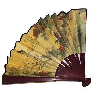 Desenli Ahşap Geyşa Kimono Yelpazesi