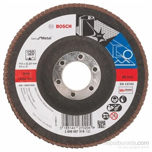 - Flap Zımpara Diski - 115 Mm, 22,23 Mm, 120 Kum