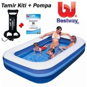 54006 Jumbo Dikdörtgen Aile Havuzu Pompa Yama Setli