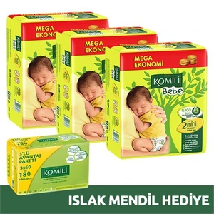 Bebe Bebek Bezi Jumbo 3'lü Paket 2 Beden 234 Adet (3x60 Islak Mendil)