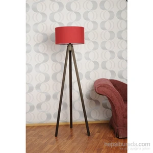 Tutta La Vita 3 Ayaklı Tripod Lambader Köşe Lambası Bordo Başlık Ceviz Ayak