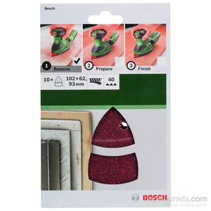 - Multi Zımpara Kağıdı 10'Lu, 102 X 62/93 Mm 40 Kum 11 Delik