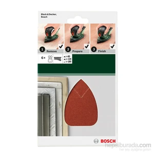 - Multi Zımpara Kağıdı 6'Lı Set, 95 X 135 Mm 80/120/180 Kum 4 Delik