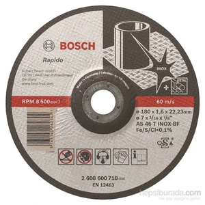 - Expert Serisi Inox (Paslanmaz Çelik) İçin Bombeli Kesme Diski(Taş)- Rapido - As 46 T Inox Bf, 180 Mm, 1,6 Mm