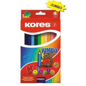 Jumbo Kuru Boya Kalemi 12'li (Üçgen Gövdeli) - Kalemtraş Hediyeli