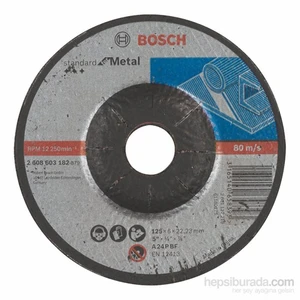 - Standard Seri Metal İçin Bombeli Taşlama Diski (Taş) - A 24 P Bf, 125 Mm, 22,23 Mm, 6,0 Mm