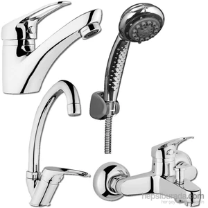 (4 Parça)Lavabo+Eviye+Banyo+Duş Seti