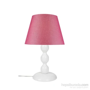 Küçük Boncuk Abajur Beyaz Ayak/Pembe Şapka
