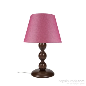 Küçük Boncuk Abajur Kahve Ayak/Pembe Şapka