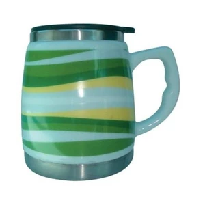 AND-325 A İçi Çelik Dışı Desenli Seramik Kupa Mug 500ml.