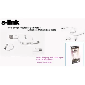S-link IP-560 Makaralı Micro kablo + Iphone 4 uyumlu aparat