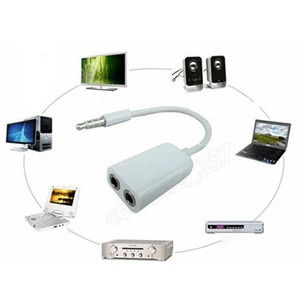 Kulaklık Çoklayıcı Beyaz Kablo Adaptör 3.5 Mm